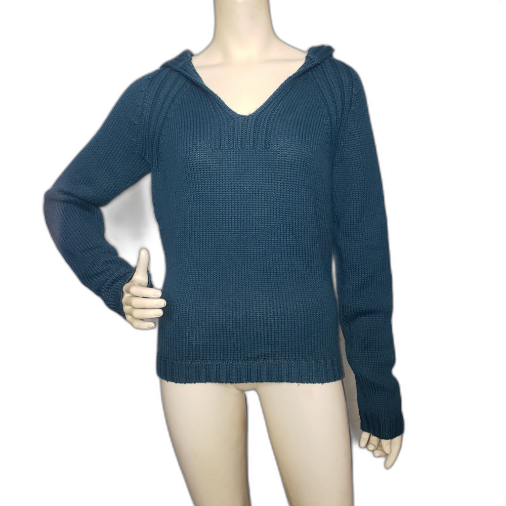 90's MODA INTERNATIONAL Hooded Wool Blend Sweater Womens Size Large - Picture 5 of 6